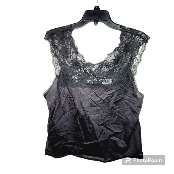 *7 MMI camisole large vintage wide lace floral strap V cut back - Picture 2 of 6